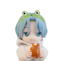 a figurine of a person with a frog headband