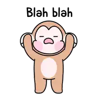 a cartoon of a monkey covering his ears with his hands and the words blah blah above him