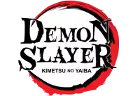 a logo for demon slayer kimetsu no yaiba with a red circle around it