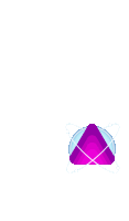 a purple triangle is surrounded by a blue circle on a white background