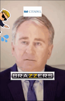 a man in a suit and tie with the words brazzers on the bottom