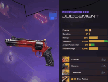 a screenshot of a video game showing the judgement weapon