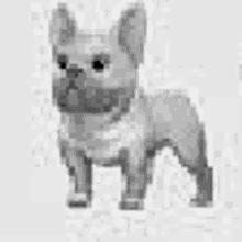 a black and white image of a french bulldog in minecraft .