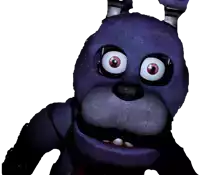 a purple stuffed animal with big eyes and a red nose