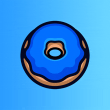 a donut with blue frosting and a hole in it