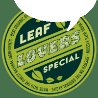 a green and black leaf lovers special label