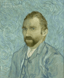 a painting of a man with a beard has been made with reface app