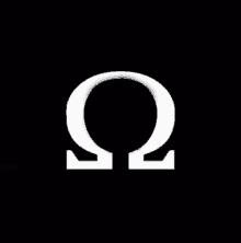 a black background with a white omega symbol