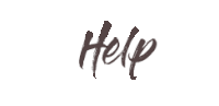 the word help is written in cursive on a white background