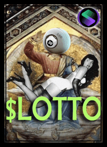 a poster with a painting of a man and woman and the word lotto