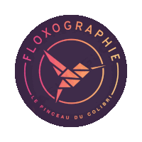 a logo for a company called floxographie has a bird in the center