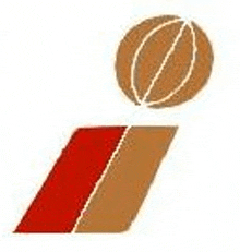 a basketball is being thrown over a red and brown striped i .