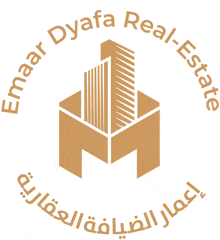 a logo for emaar dyafa real estate with arabic writing around it