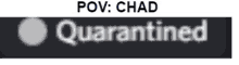 a blurred image of the word quarantined on a white background