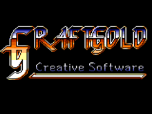 a pixelated logo for grafgold creative software on a black background