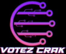 a logo for votez crak with a purple circle