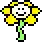 a pixel art drawing of a yellow flower with a smiley face on it .