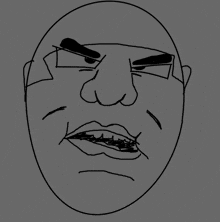 a drawing of a man 's face with a serious look on his face