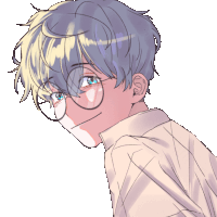 a drawing of a boy wearing glasses and a shirt