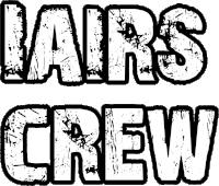 a black and white logo that says ' lairs crew ' on it