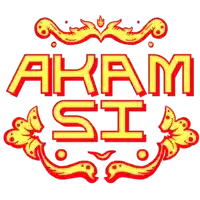 a red and yellow logo for a company called akam si