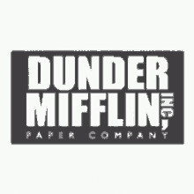 a logo for dunder mifflin paper company in black and white