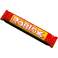 a red and yellow roblox candy bar with white letters