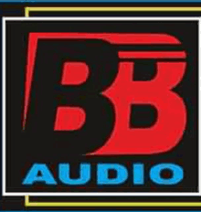 a logo for bb audio with a red b on a black background