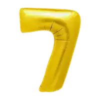 a large yellow balloon in the shape of the number 7