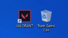 a computer screen shows the icons for valorant and a trash can