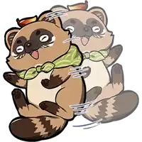 a cartoon drawing of a raccoon wearing a scarf