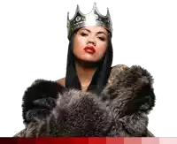 a woman in a fur coat and a crown