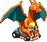 a pixel art drawing of a dragon riding a scooter