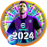 a soccer player in a circle with the year 2024