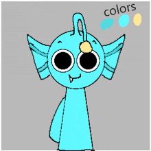 a cartoon drawing of a blue monster with the words colors above it