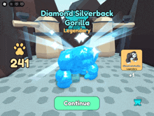 a diamond silverback gorilla legendary is being displayed in a video game