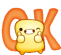 a cartoon character is giving a thumbs up in front of the letter c and k