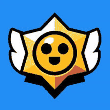 a yellow star with wings and a smiling face on it .