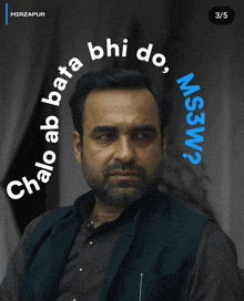 a poster for mirzapur shows a man in a black jacket