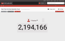 a screenshot of a website called socialblade showing a youtube subscriber count