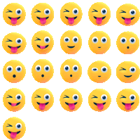 a bunch of smiley faces with different expressions on them