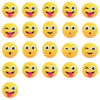 a bunch of smiley faces with different expressions on them