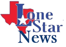 a logo for lone star news shows a texas flag and a star