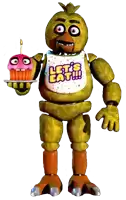 chica from five nights at freddy 's holding a pink cupcake