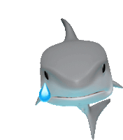 a cartoon shark with a tear coming out of its nose