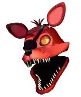 five nights at freddy 's foxy 's head is shown with his mouth open