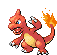 a pixel art of a red and yellow dragon with a fire tail .