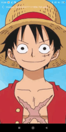 a picture of monkey d luffy from one piece on a phone