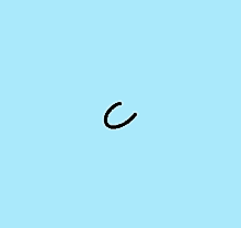 a blue background with a black letter c in the middle