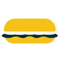 a yellow sandwich with a blue sauce on the side